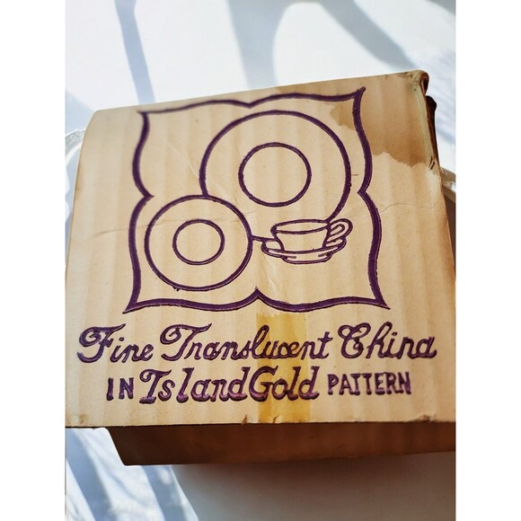 Vintage Royalton China Co. Japan 4pc Coaster / Ashtray Set – Island Gold Pattern - Picture 6 of 9